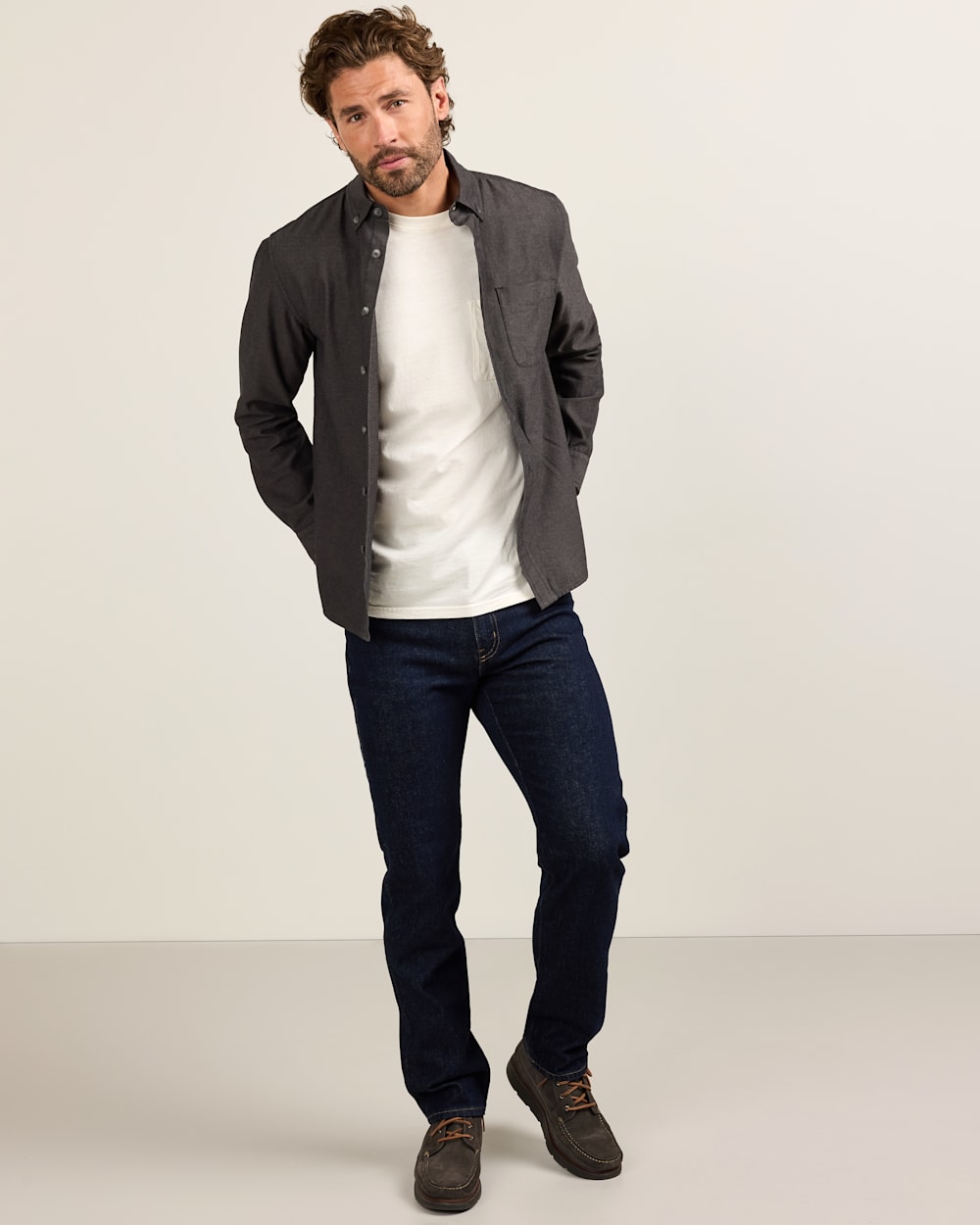 ALTERNATE VIEW OF MEN'S RILEY TWILL SHIRT IN CHARCOAL image number 5