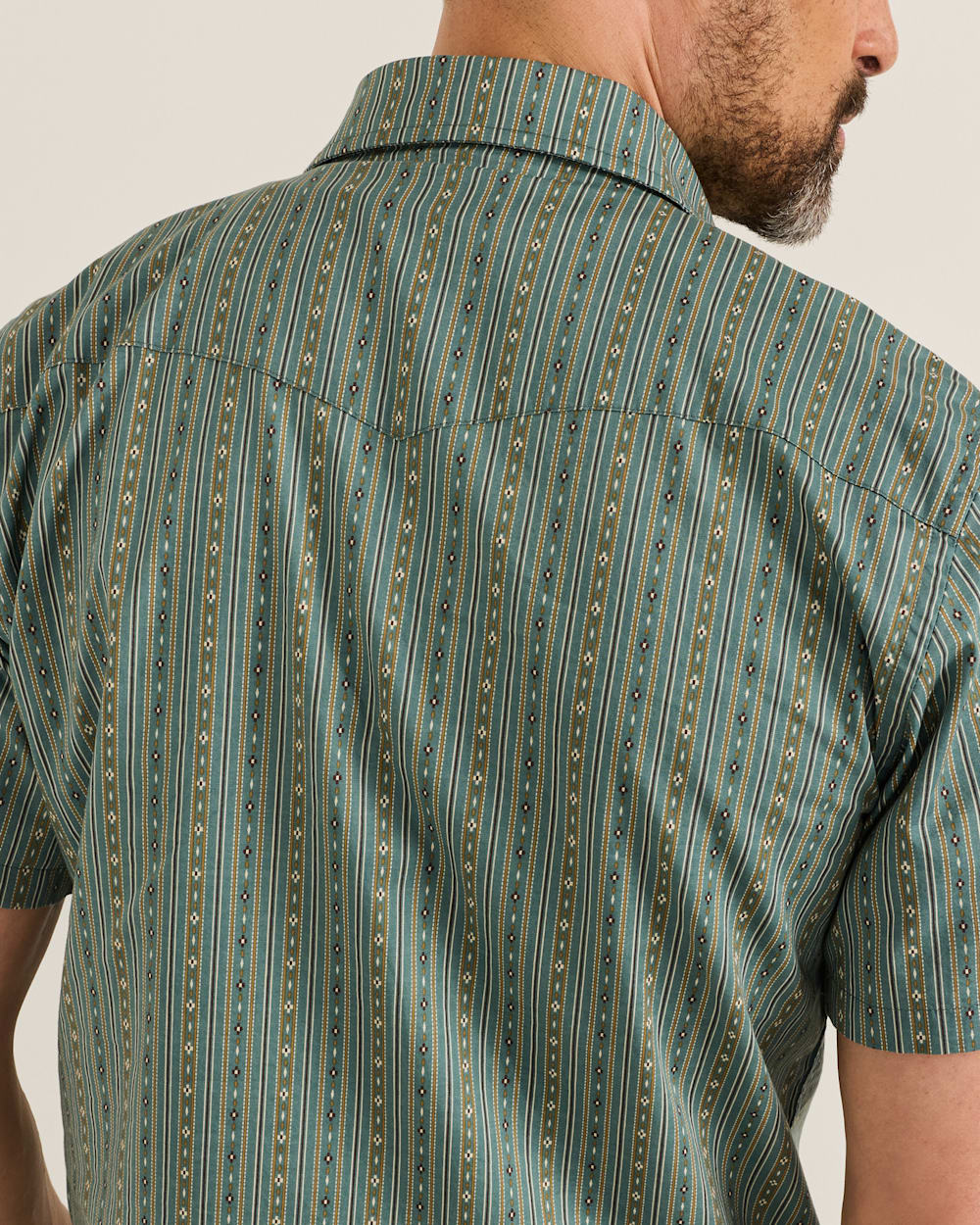 ALTERNATE VIEW OF MEN'S SHORT-SLEEVE LARAMIE SNAP-FRONT SHIRT IN BLUE STRIPE HARDING image number 4