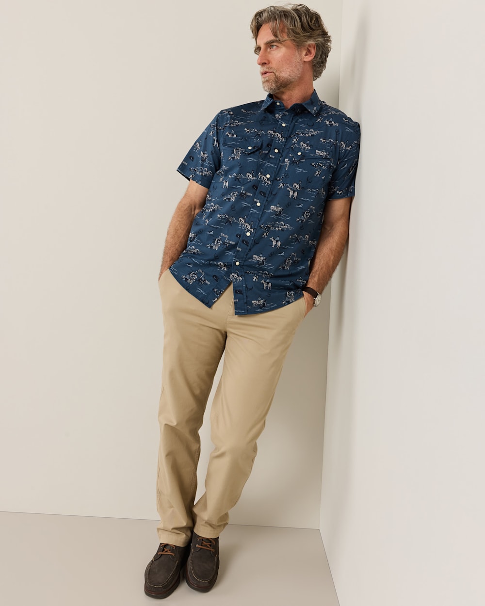 ALTERNATE VIEW OF MEN'S SHORT-SLEEVE LARAMIE SNAP-FRONT SHIRT IN BLUE COWBOY image number 5