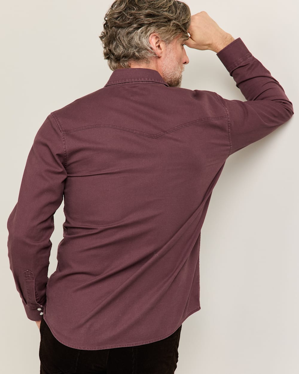 ALTERNATE VIEW OF MEN'S DILLON WESTERN TWILL SHIRT IN WASHED BERRY image number 2