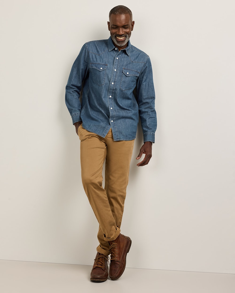 ALTERNATE VIEW OF MEN'S GAMBLER DENIM SHIRT IN DENIM BLUE image number 6
