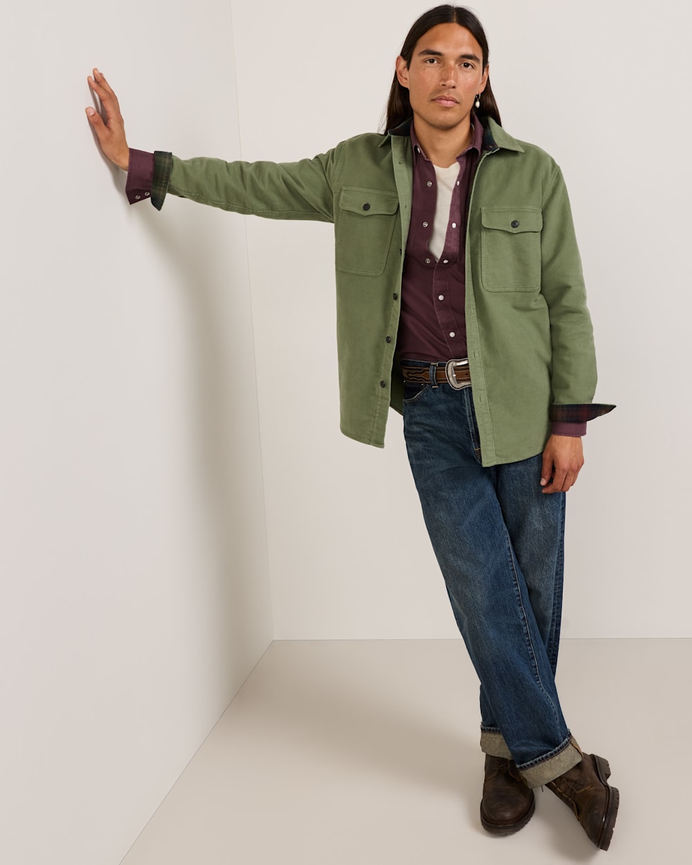 ALTERNATE VIEW OF MEN'S BELMONT MOLESKIN SHIRT IN OLIVE image number 4