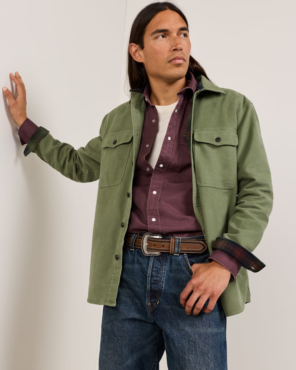 ALTERNATE VIEW OF MEN'S BELMONT MOLESKIN SHIRT IN OLIVE image number 5