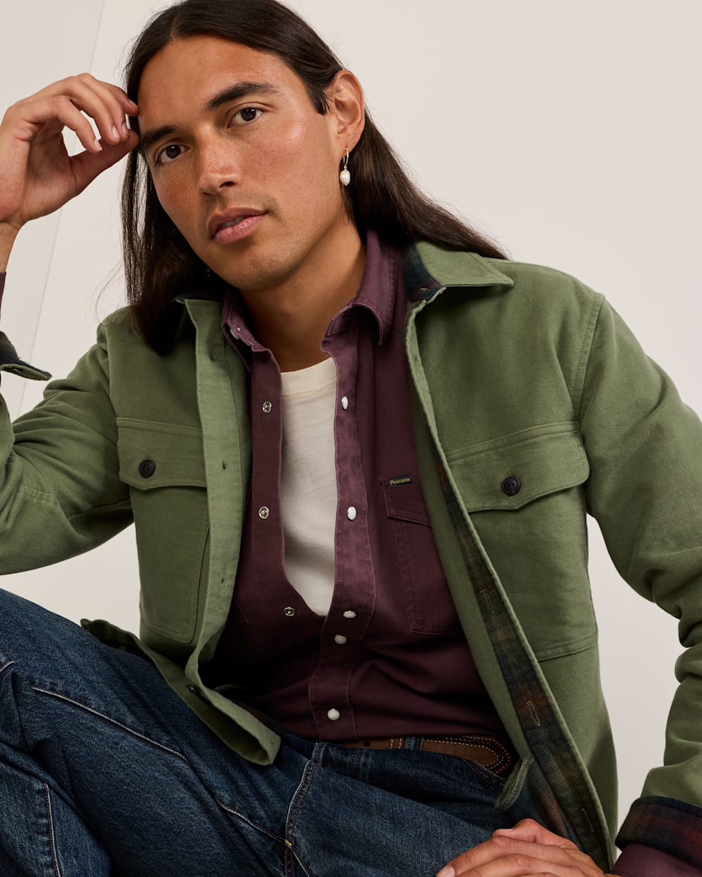 ALTERNATE VIEW OF MEN'S BELMONT MOLESKIN SHIRT IN OLIVE image number 6
