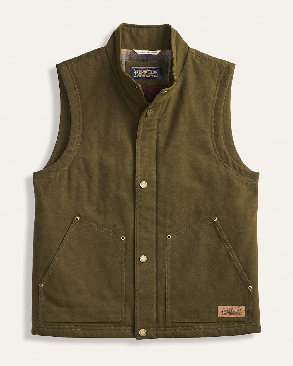 MEN'S PINE GROVE CANVAS VEST IN DARK OLIVE image number 1