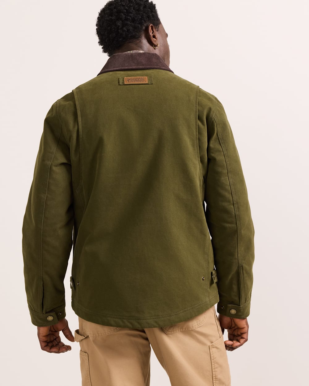 ALTERNATE VIEW OF MEN'S TAHOMA CANVAS TRUCKER JACKET IN DARK OLIVE image number 2