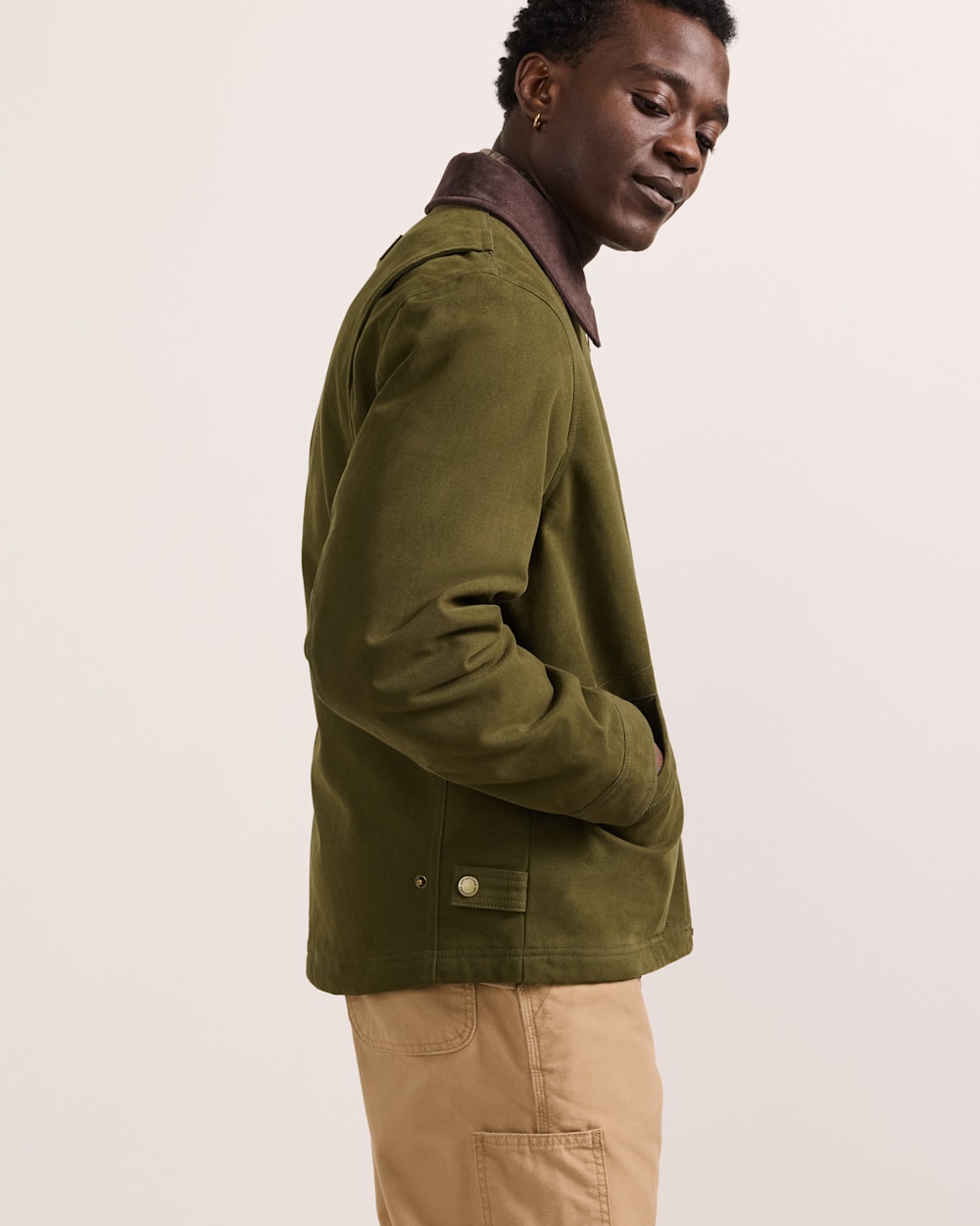 ALTERNATE VIEW OF MEN'S TAHOMA CANVAS TRUCKER JACKET IN DARK OLIVE image number 3