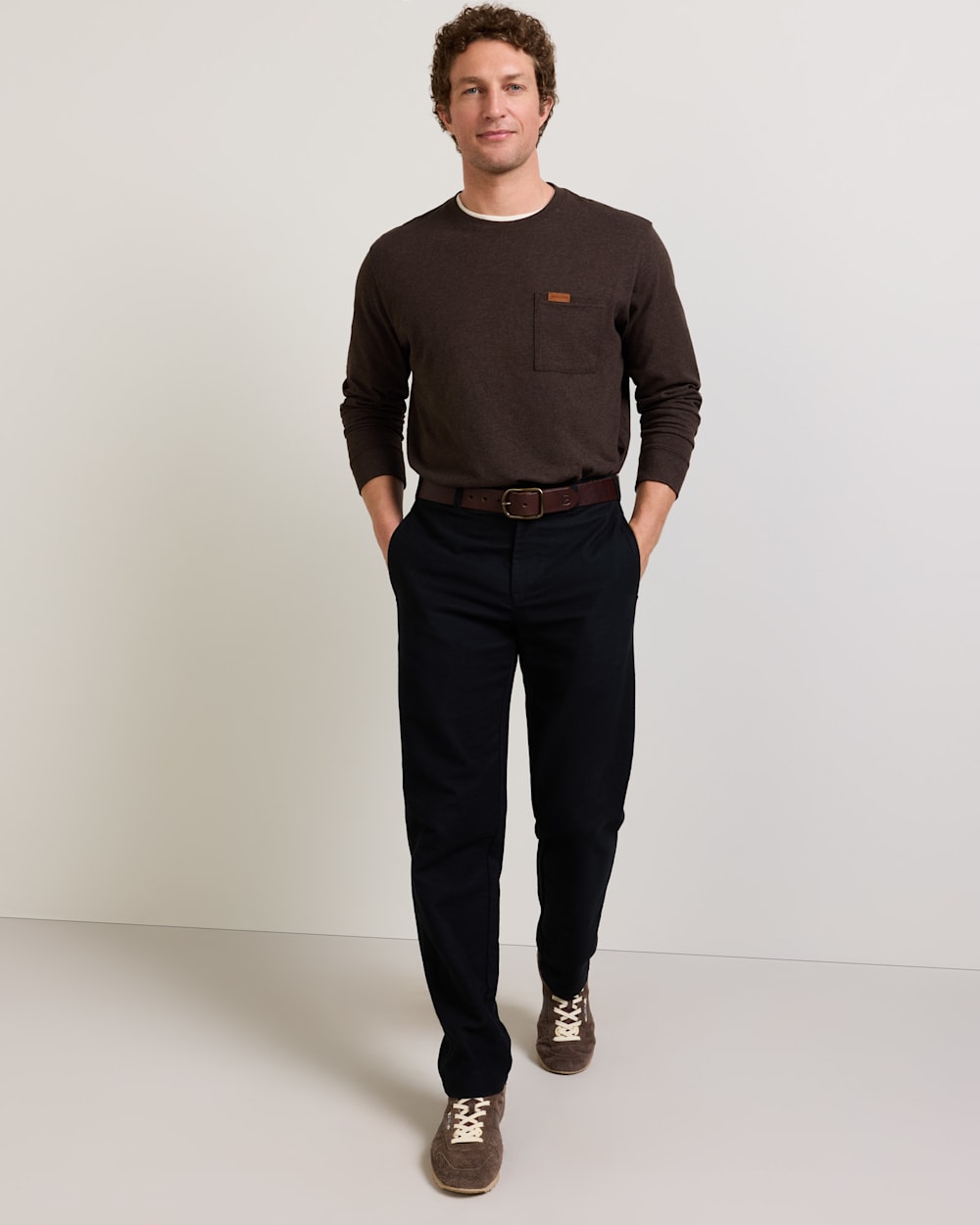 ALTERNATE VIEW OF MEN'S RELAXED MOLESKIN CHINO PANTS IN BLACK image number 2