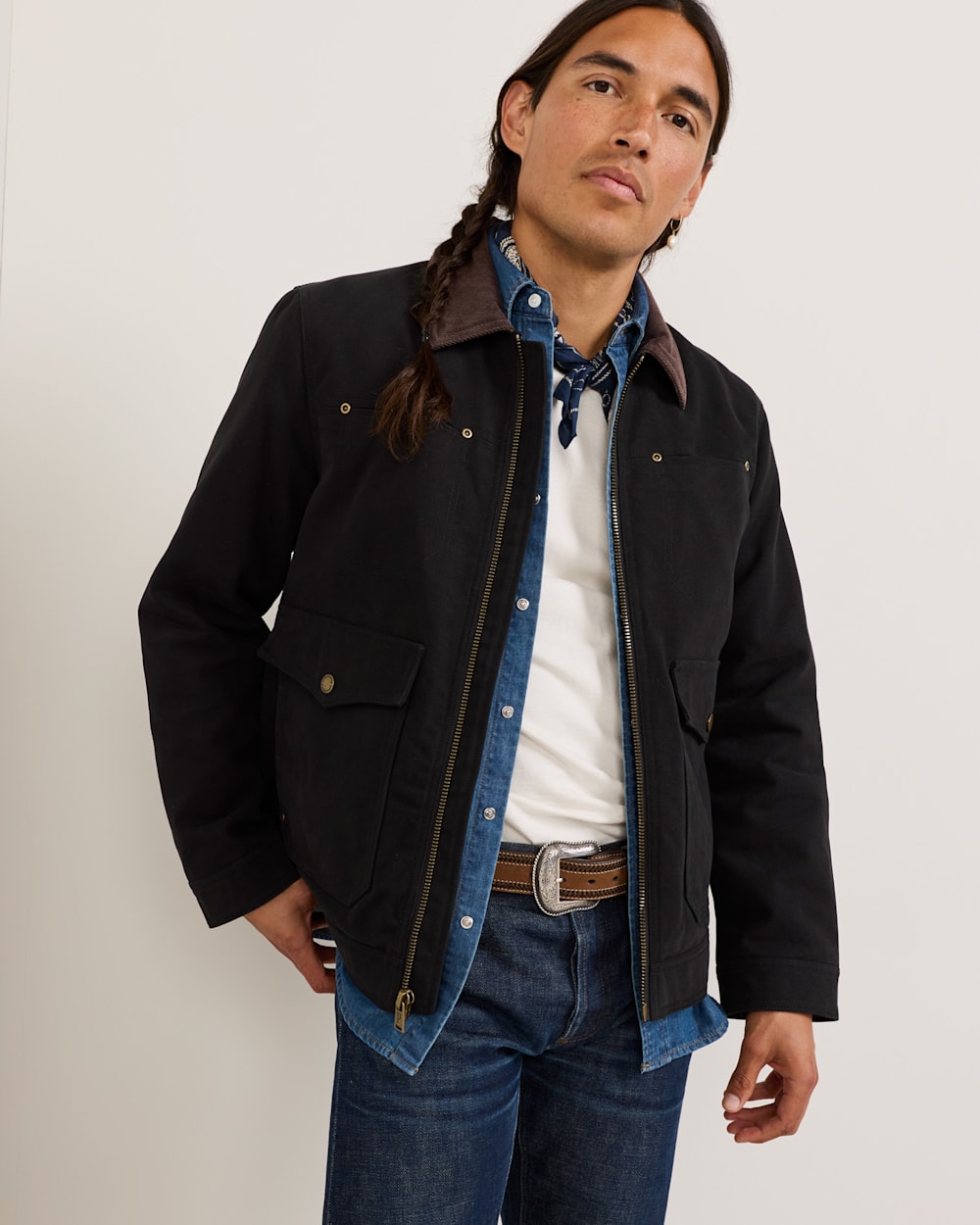 ALTERNATE VIEW OF MEN'S CARSON CITY CANVAS RANCH COAT IN BLACK image number 2