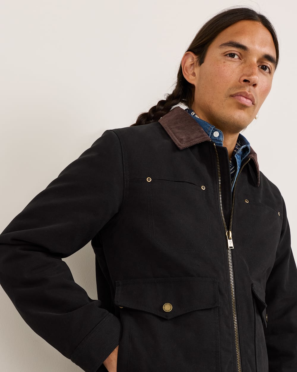 ALTERNATE VIEW OF MEN'S CARSON CITY CANVAS RANCH COAT IN BLACK image number 6