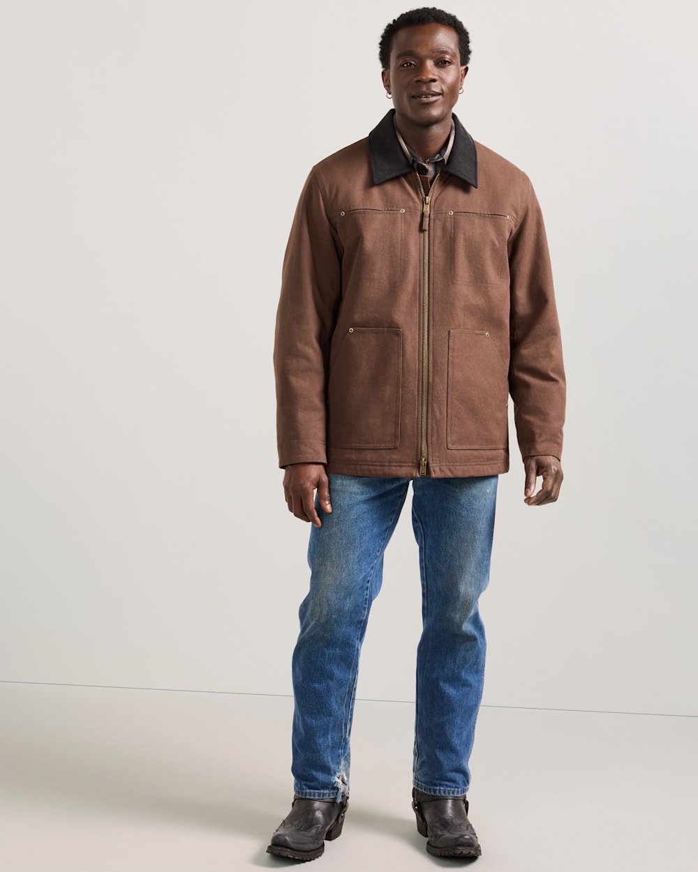 MEN'S GORGE CANVAS BARN COAT IN CHOCOLATE image number 1