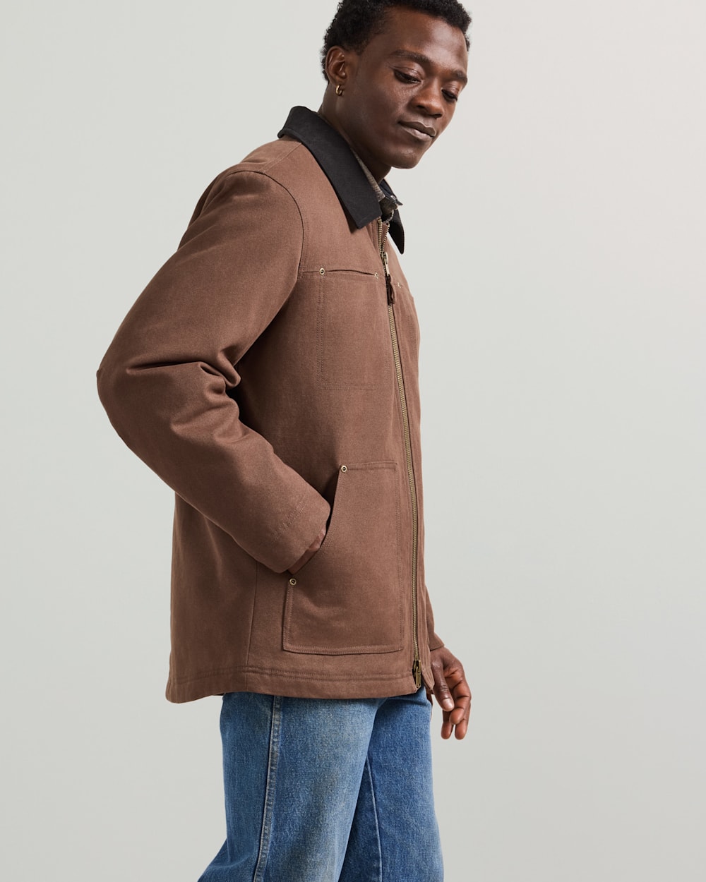 ALTERNATE VIEW OF MEN'S GORGE CANVAS BARN COAT IN CHOCOLATE image number 2
