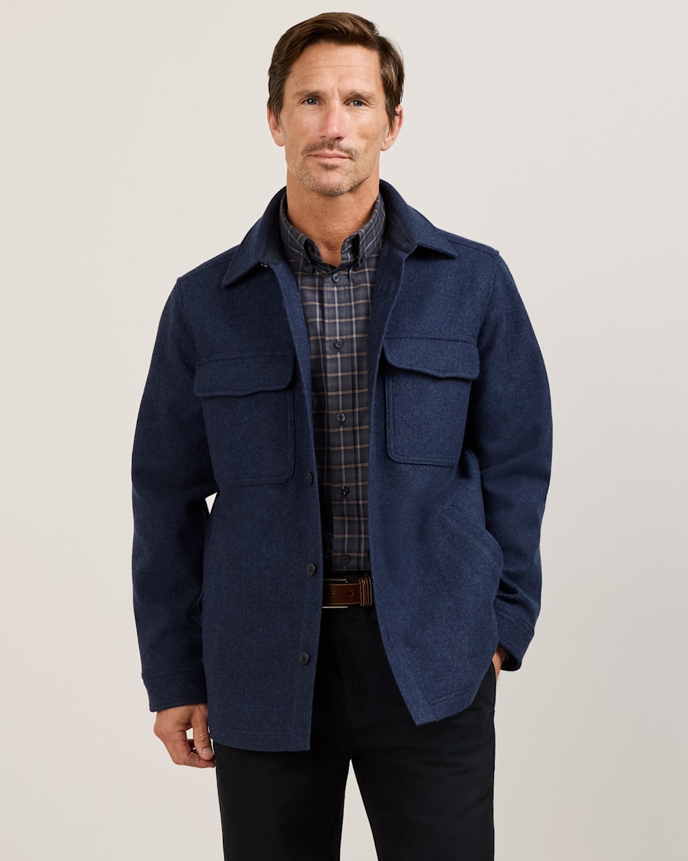 MEN�S WOOL LAWSON COAT IN NAVY MIX image number 1