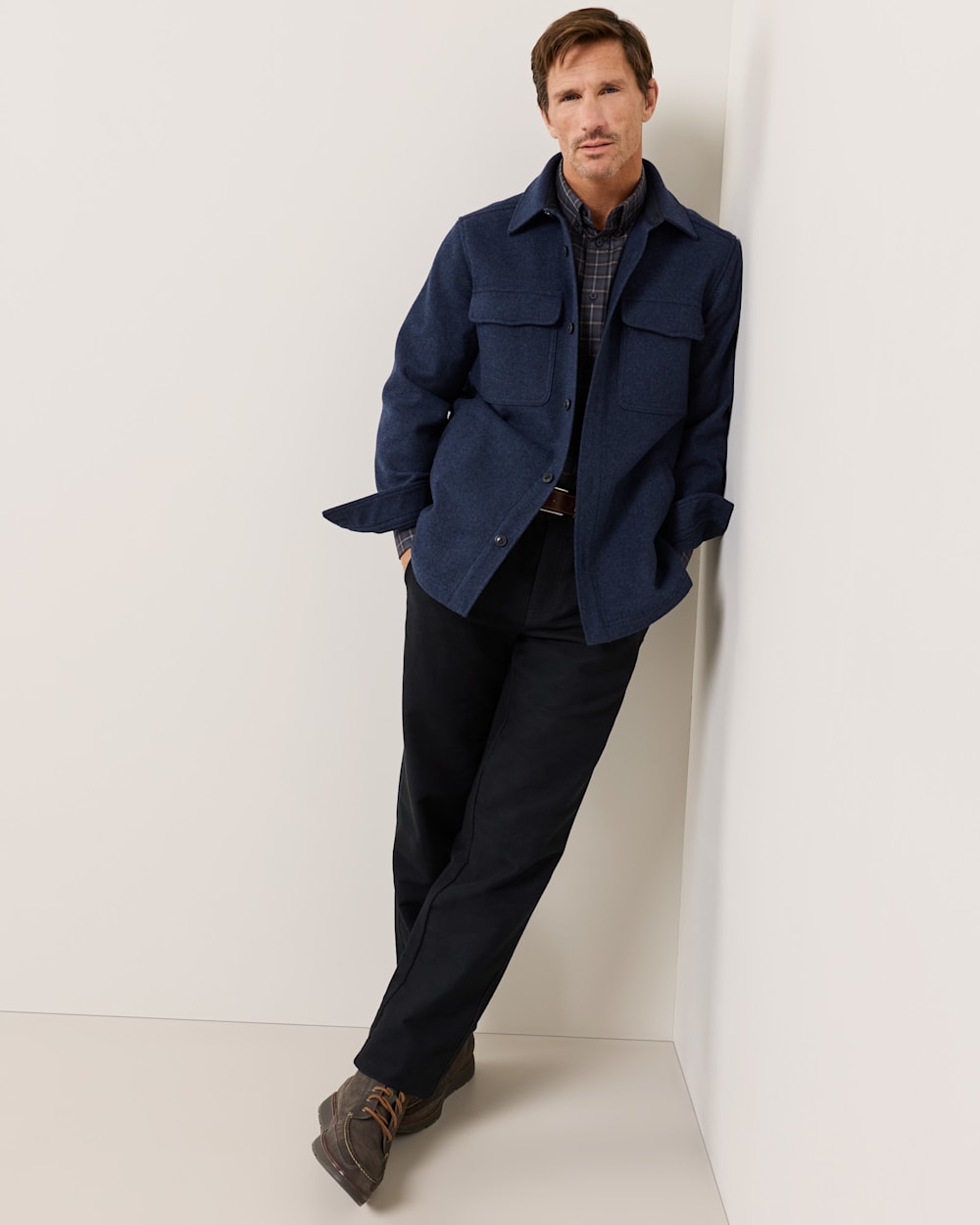 ALTERNATE VIEW OF MEN�S WOOL LAWSON COAT IN NAVY MIX image number 5