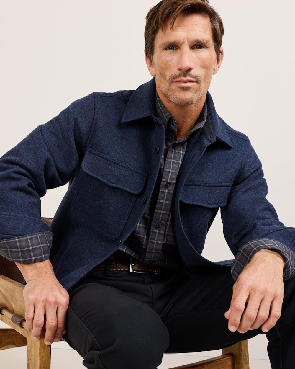 ALTERNATE VIEW OF MEN�S WOOL LAWSON COAT IN NAVY MIX image number 6