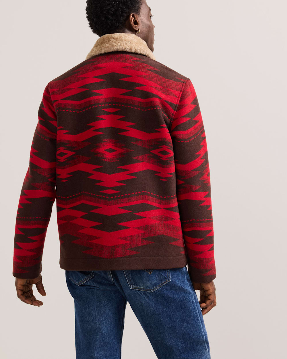 ALTERNATE VIEW OF MEN'S SIVLERTON CROWN POINT SHEARLING COLLAR WOOL COAT IN RED image number 3