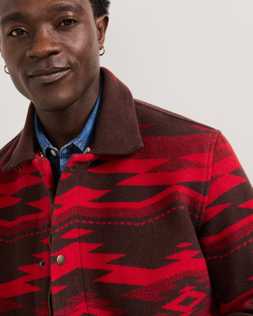 ALTERNATE VIEW OF MEN'S SIVLERTON CROWN POINT SHEARLING COLLAR WOOL COAT IN RED image number 4