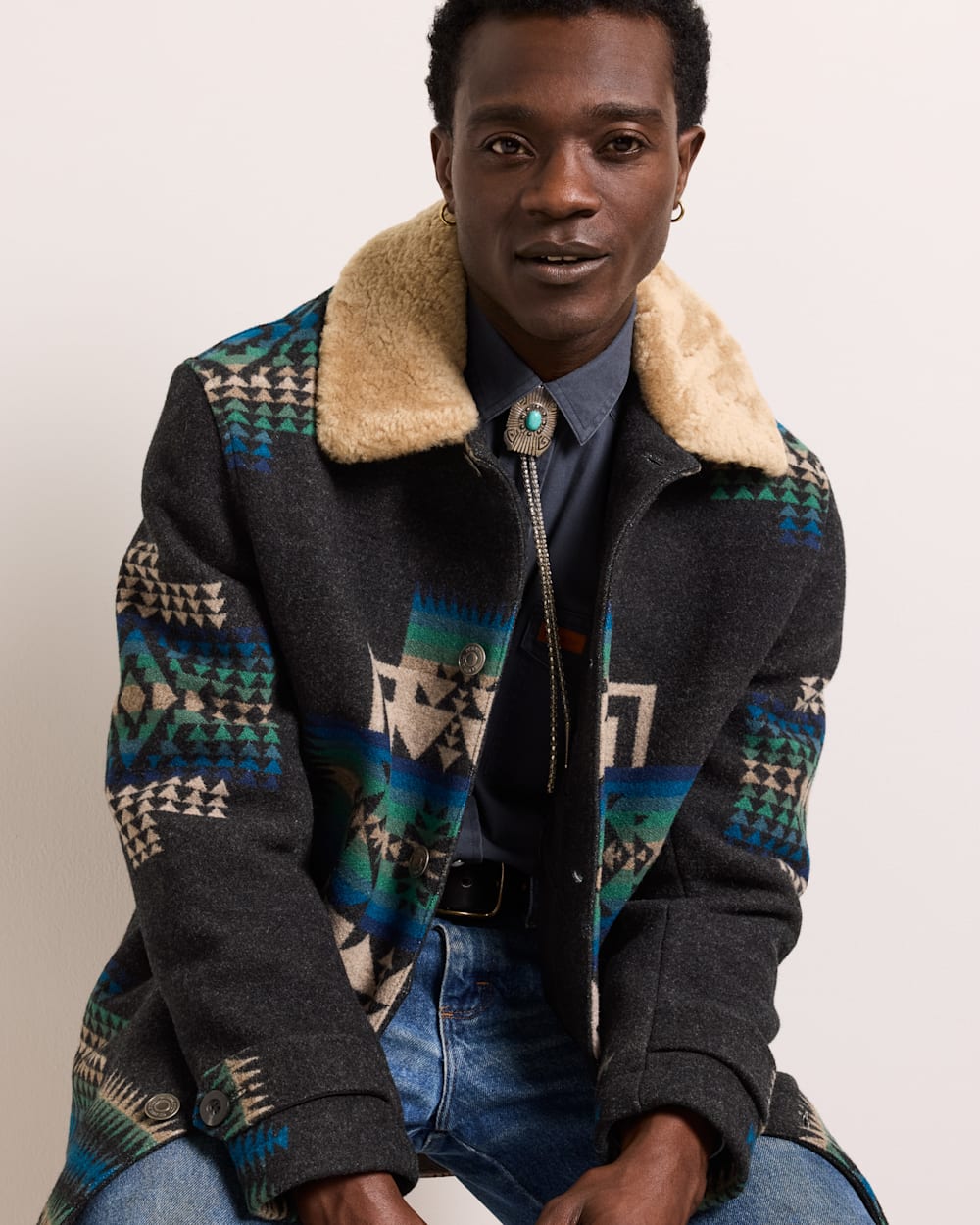 MEN'S BROWNSVILLE SHEARLING COLLAR COAT IN CHIEF JOSEPH OXFORD image number 1