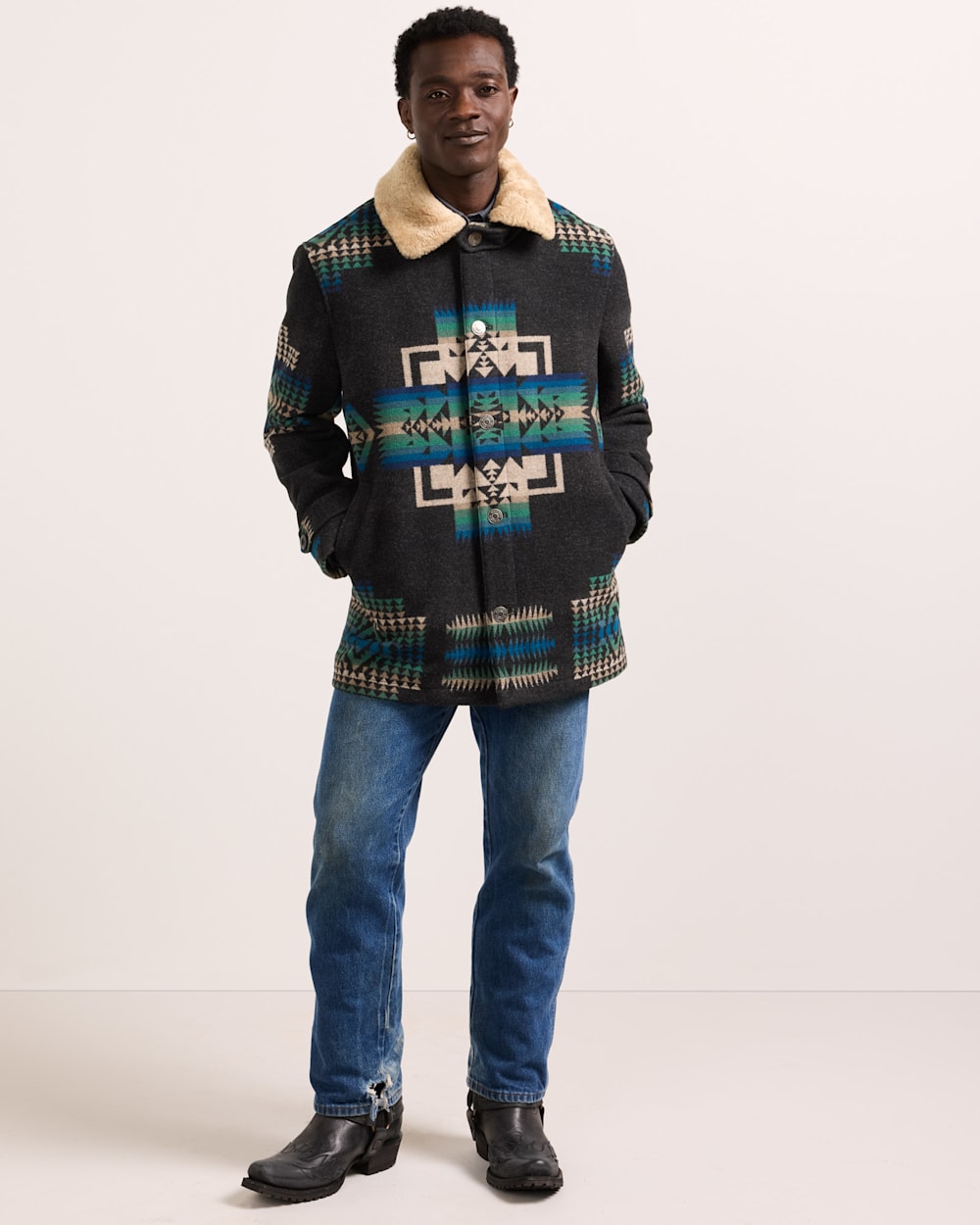 ALTERNATE VIEW OF MEN'S BROWNSVILLE SHEARLING COLLAR COAT IN CHIEF JOSEPH OXFORD image number 5