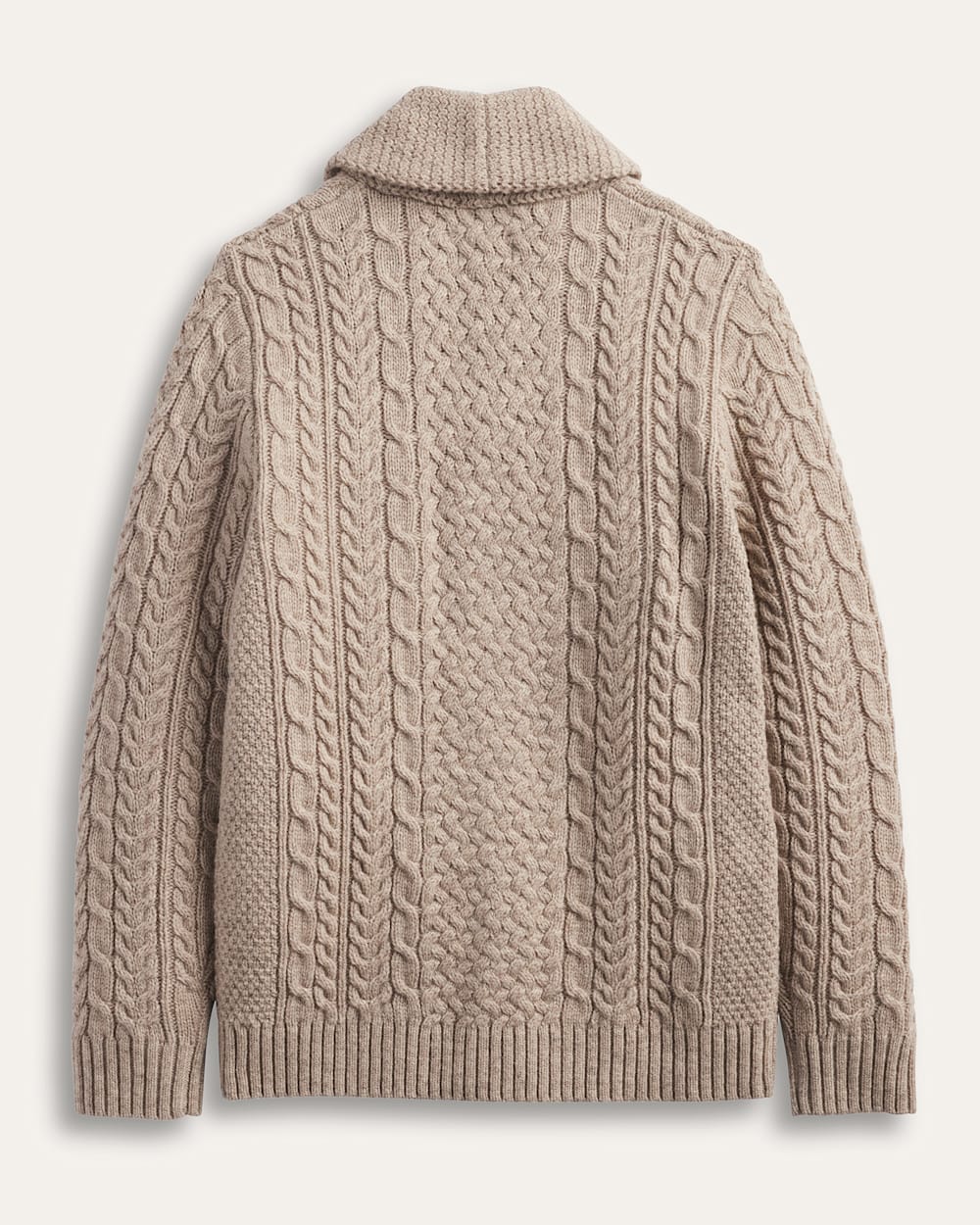 ALTERNATE VIEW OF MEN'S WOOL FISHERMAN CARDIGAN IN WHEAT MIX image number 2