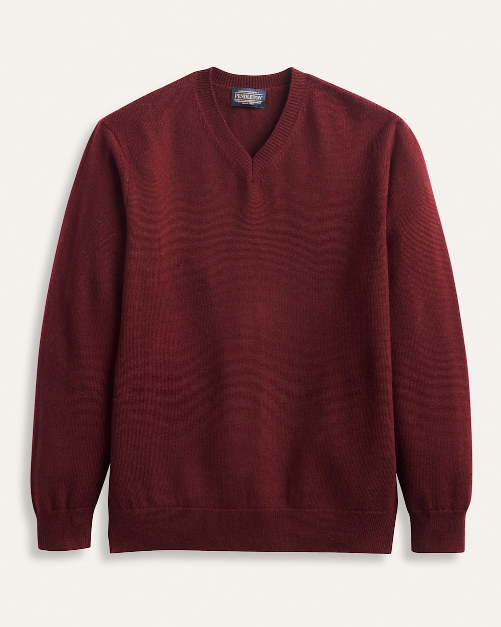 MEN'S MERINO V-NECK SWEATER IN WINE image number 1