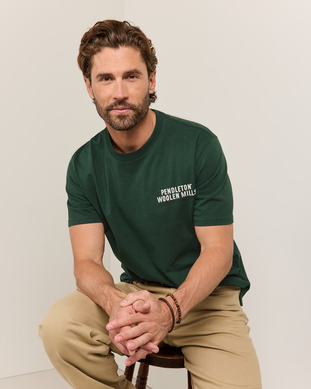 MEN'S SHORT-SLEEVE DESCHUTES STAG GRAPHIC TEE IN ELM/IVORY image number 1