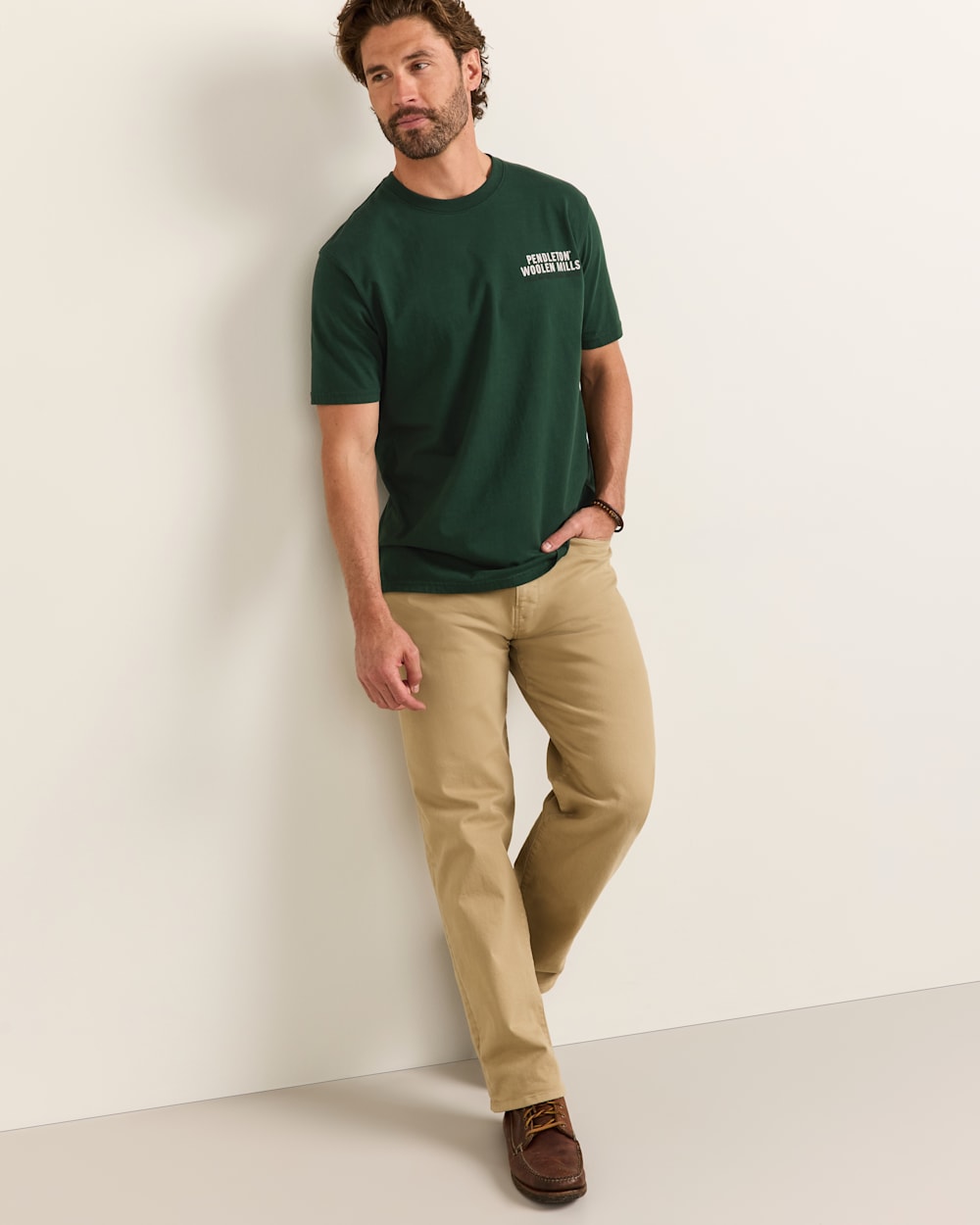 ALTERNATE VIEW OF MEN'S SHORT-SLEEVE DESCHUTES STAG GRAPHIC TEE IN ELM/IVORY image number 6