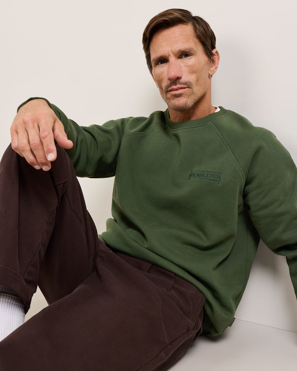 MEN'S FRENCH TERRY CREWNECK SWEATSHIRT IN ELM image number 1