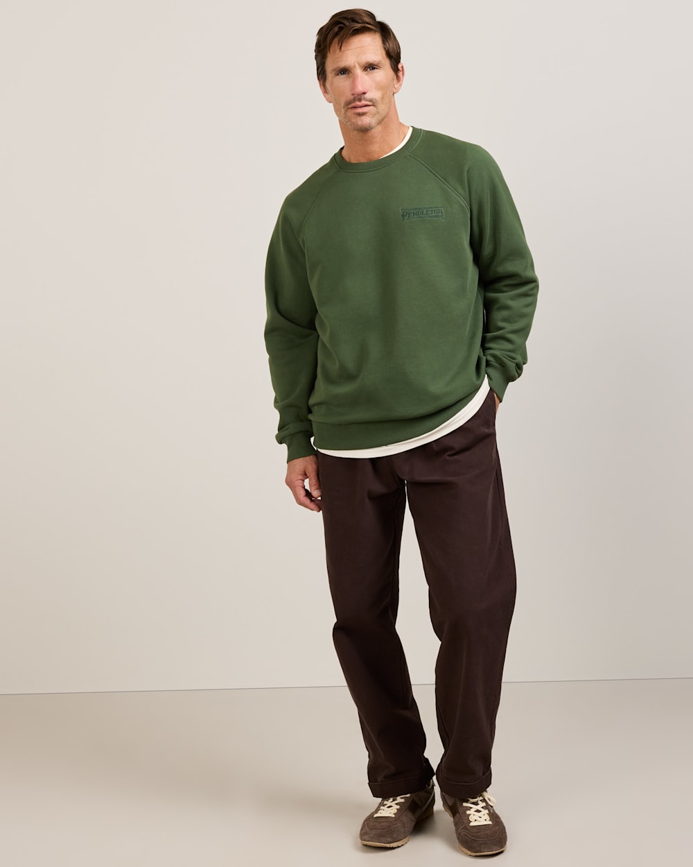ALTERNATE VIEW OF MEN'S FRENCH TERRY CREWNECK SWEATSHIRT IN ELM image number 5