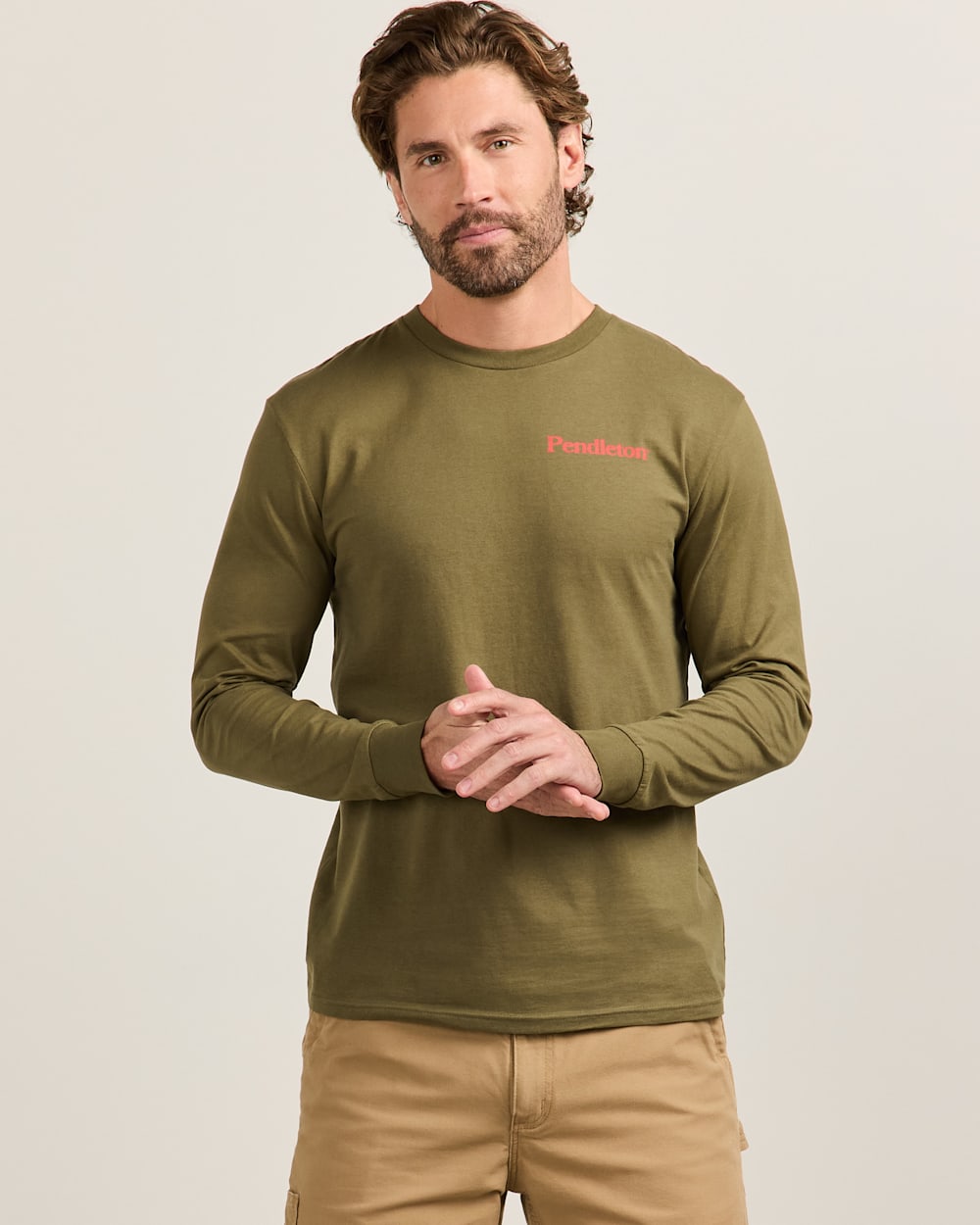 MEN'S LONG-SLEEVE FRESHWATER FISHING GRAPHIC TEE IN MILITARY/MULTI image number 1