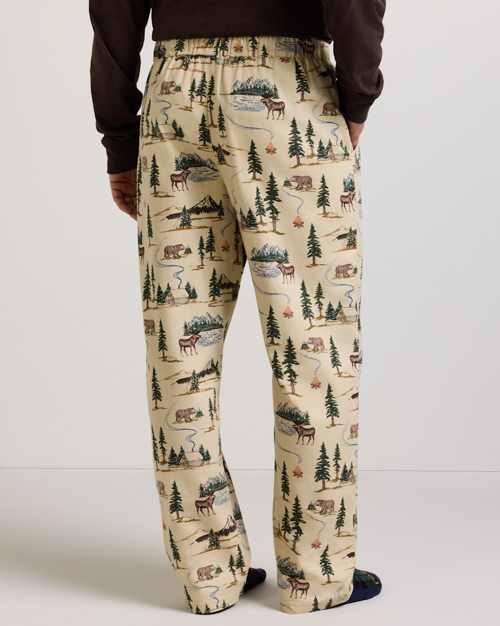 ALTERNATE VIEW OF MEN'S CAMP PRINT FLANNEL PAJAMA PANTS IN TAN image number 4