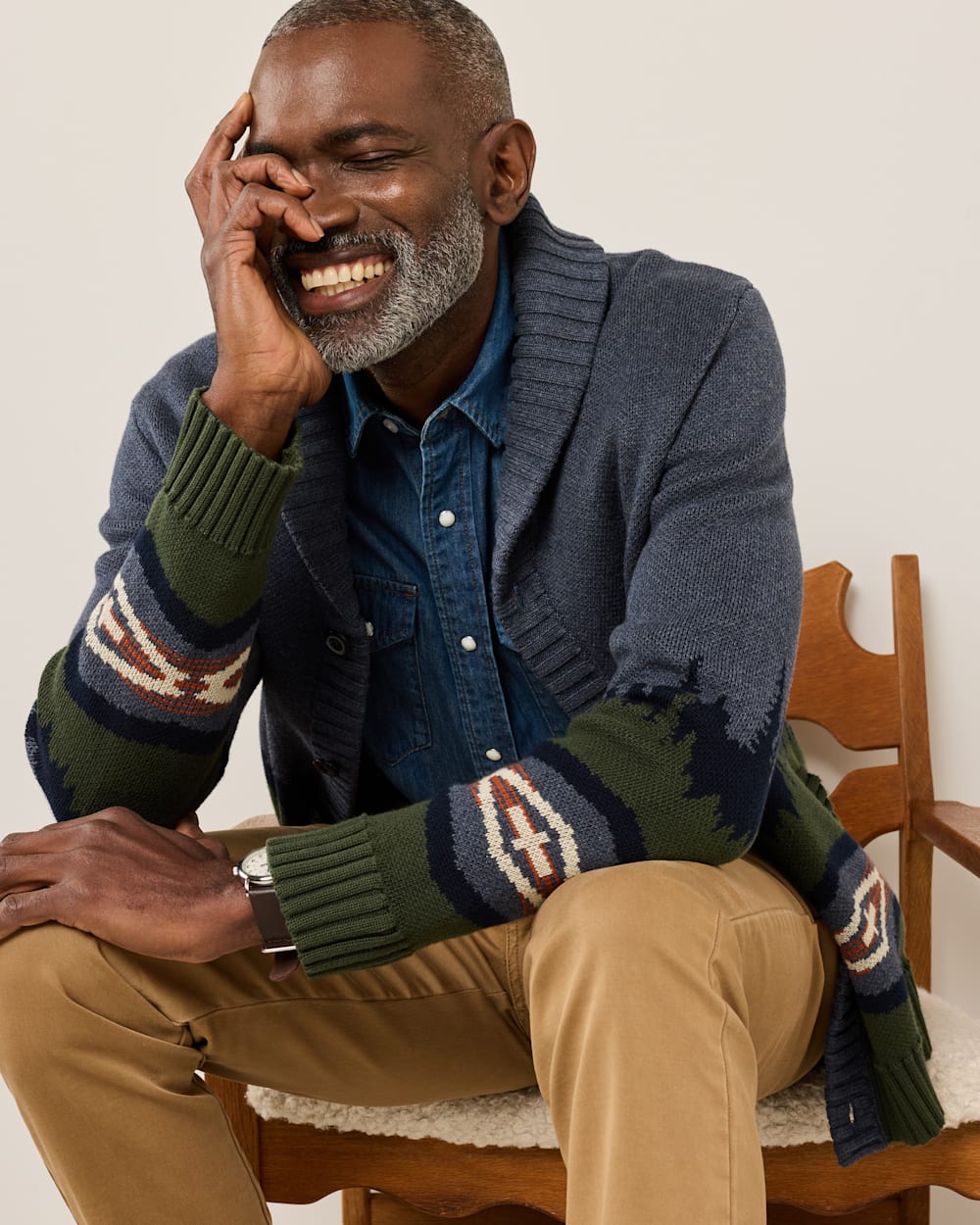 MEN'S MOUNTAIN COTTON CARDIGAN IN BLUE MULTI image number 1