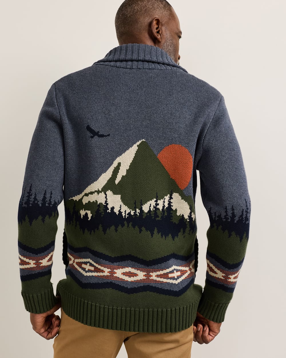 ALTERNATE VIEW OF MEN'S MOUNTAIN COTTON CARDIGAN IN BLUE MULTI image number 2