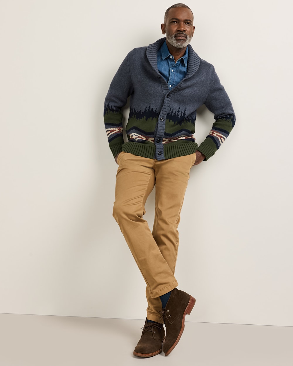 ALTERNATE VIEW OF MEN'S MOUNTAIN COTTON CARDIGAN IN BLUE MULTI image number 5