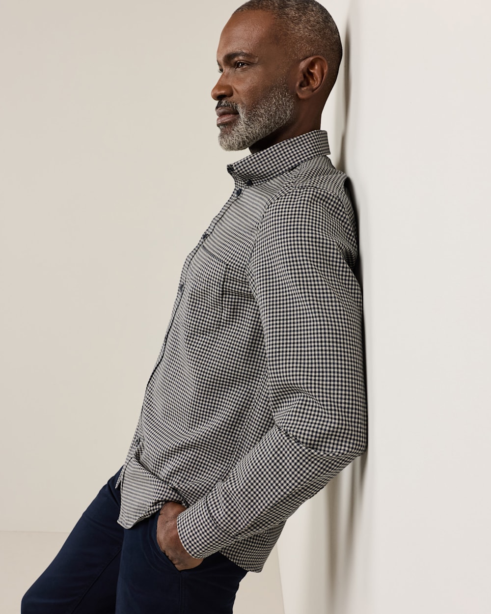 ALTERNATE VIEW OF MEN'S PLAID MILL MERINO SHIRT IN NAVY/BLACK CHECK image number 3