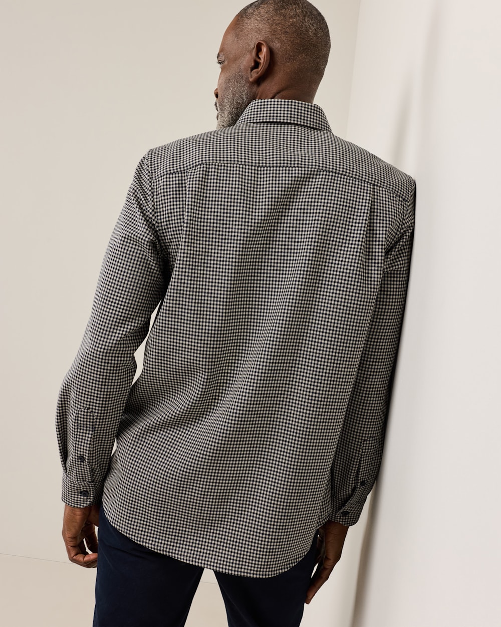 ALTERNATE VIEW OF MEN'S PLAID MILL MERINO SHIRT IN NAVY/BLACK CHECK image number 4