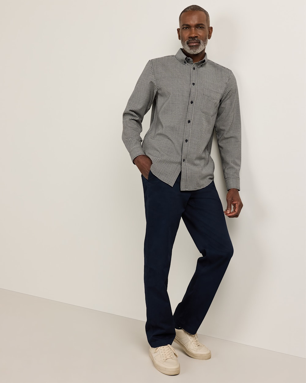ALTERNATE VIEW OF MEN'S PLAID MILL MERINO SHIRT IN NAVY/BLACK CHECK image number 6