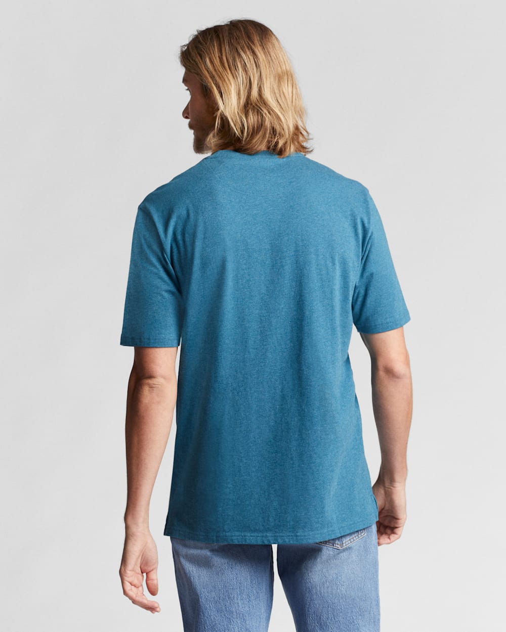ALTERNATE VIEW OF MEN'S SHORT-SLEEVE DESCHUTES POCKET TEE IN BLUE TEAL HEATHER image number 2