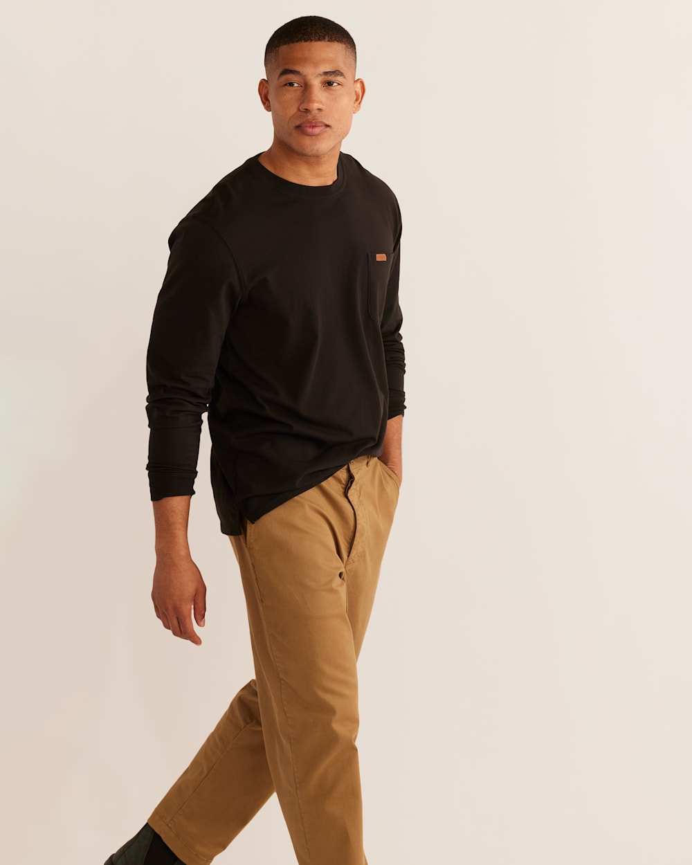 ASOS Long Sleeve Tshirt with Deep V Neck in Black for Men