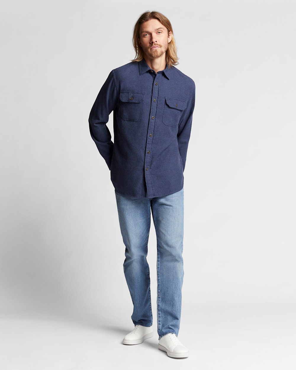 ALTERNATE VIEW OF BURNSIDE DOUBLE-BRUSHED FLANNEL SHIRT IN BLUE image number 7