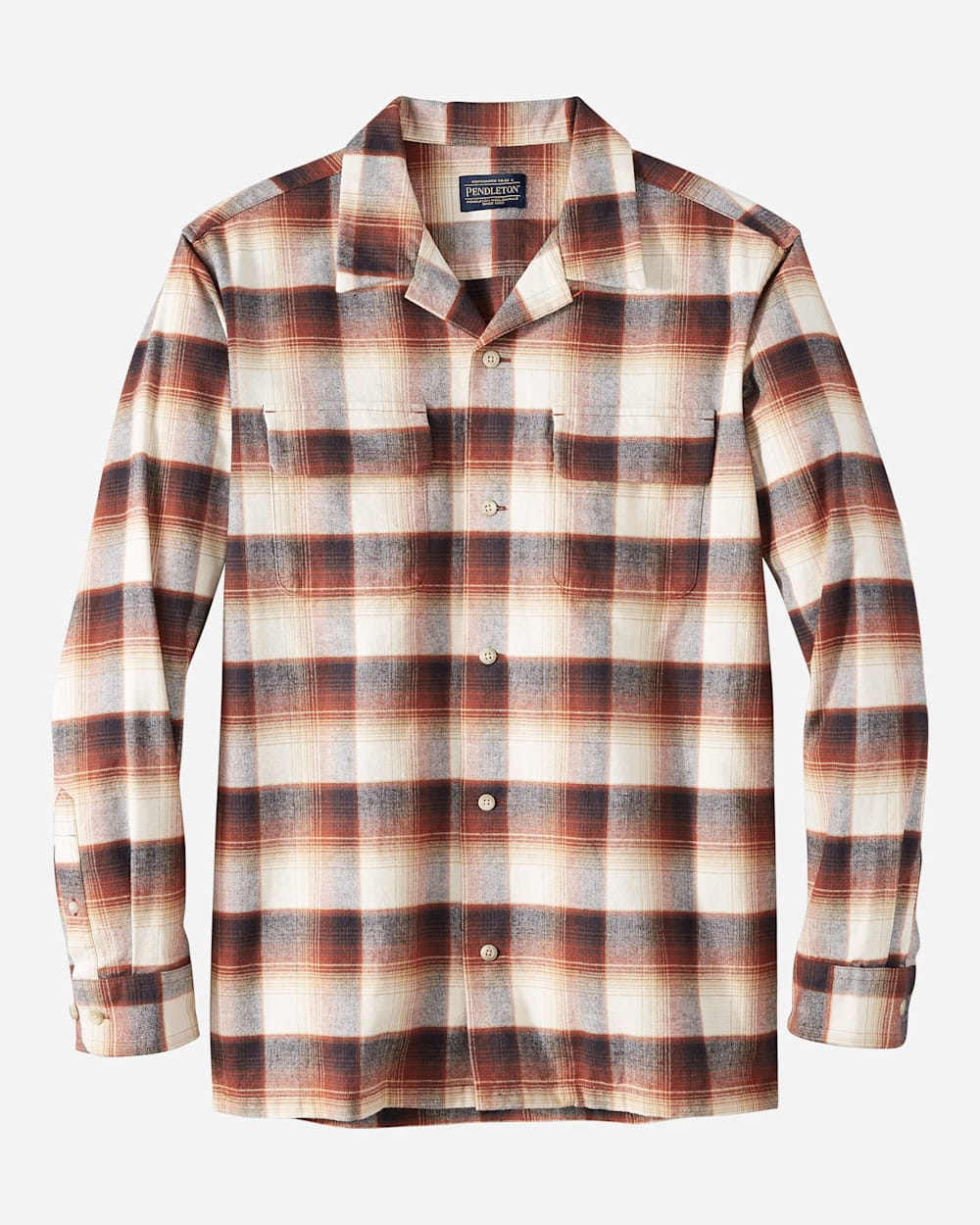 MEN'S FITTED COTTON BOARD SHIRT IN TAN/BROWN OMBRE image number 1