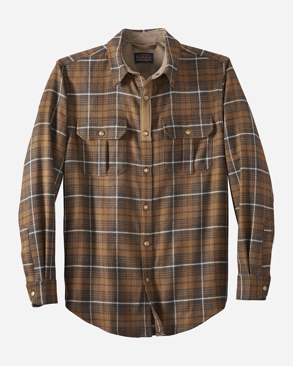 MEN'S UTILITY SNAP FRONT SHIRT IN TAN/CHARCOAL PLAID image number 1