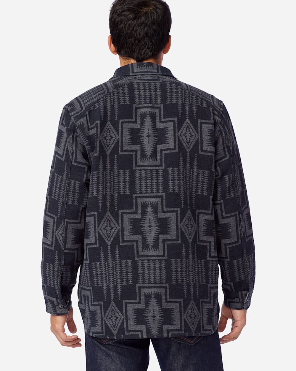 ALTERNATE VIEW OF MEN'S DOUBLESOFT FLANNEL BEACH SHIRT IN BLACK/GREY HARDING image number 3
