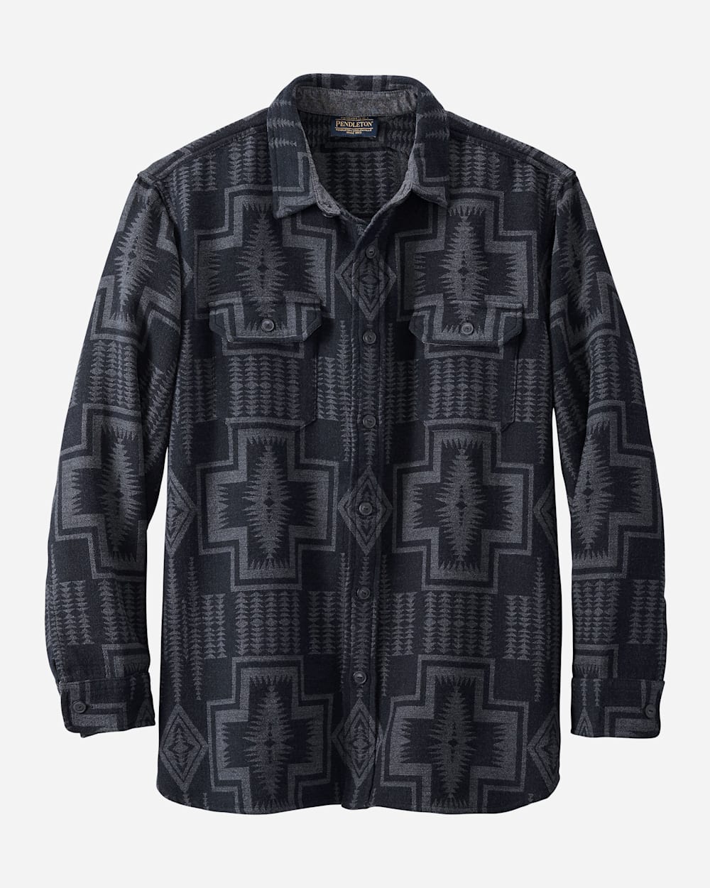 ALTERNATE VIEW OF MEN'S DOUBLESOFT FLANNEL BEACH SHIRT IN BLACK/GREY HARDING image number 6