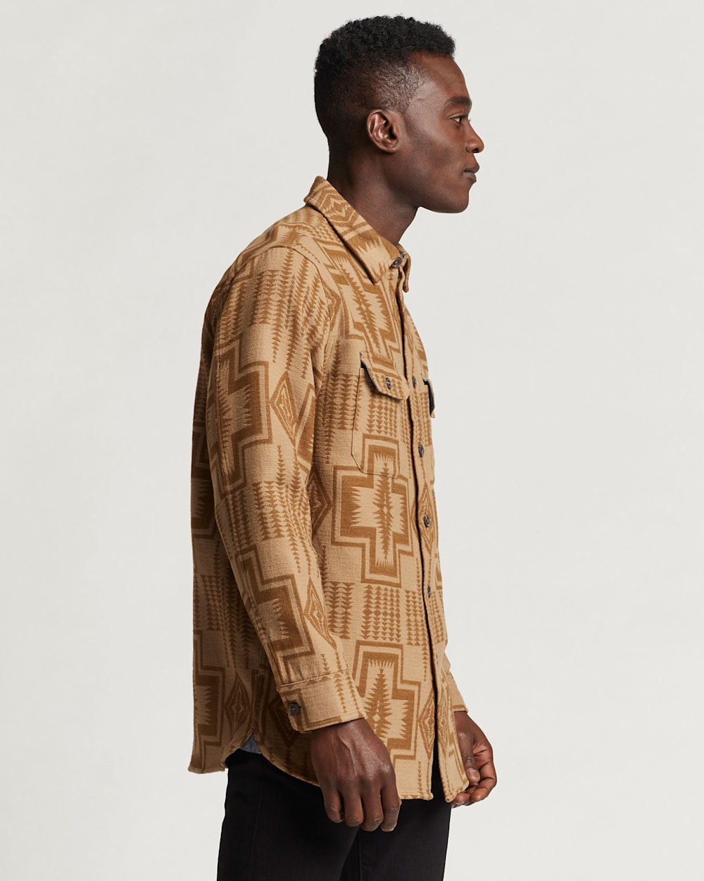 ALTERNATE VIEW OF MEN'S DOUBLESOFT DRIFTWOOD SHIRT IN TAN/BROWN HARDING image number 2