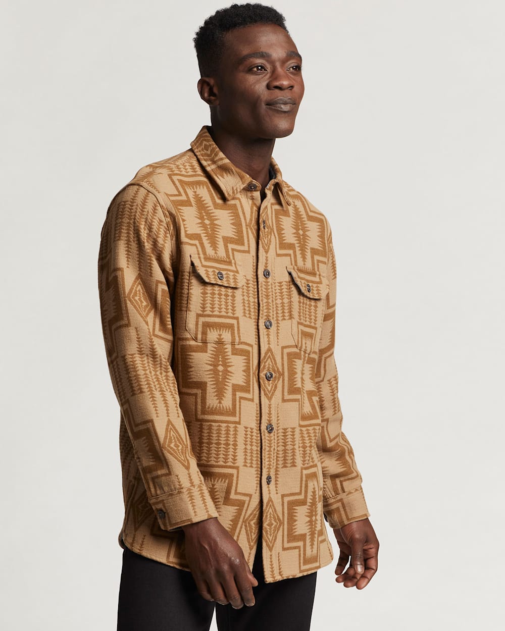 ALTERNATE VIEW OF MEN'S DOUBLESOFT DRIFTWOOD SHIRT IN TAN/BROWN HARDING image number 7