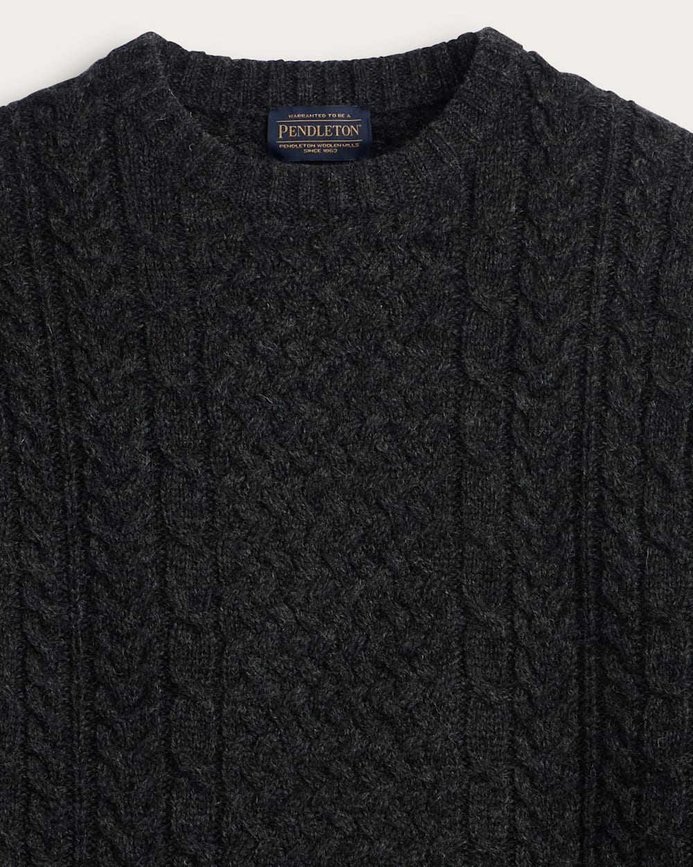 ALTERNATE VIEW OF MEN'S SHETLAND FISHERMAN'S SWEATER IN BLACK HEATHER image number 2
