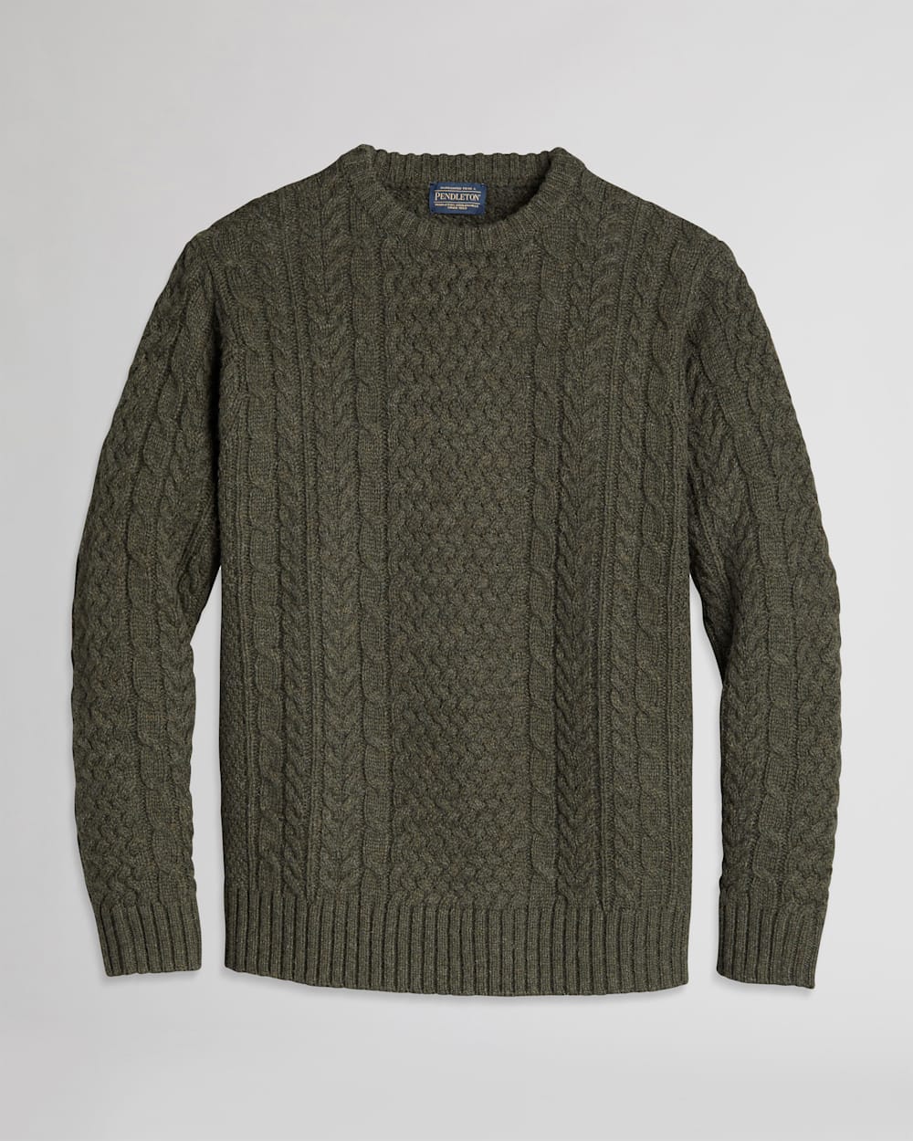MEN'S SHETLAND FISHERMAN'S SWEATER IN DARK ARMY GREEN image number 1