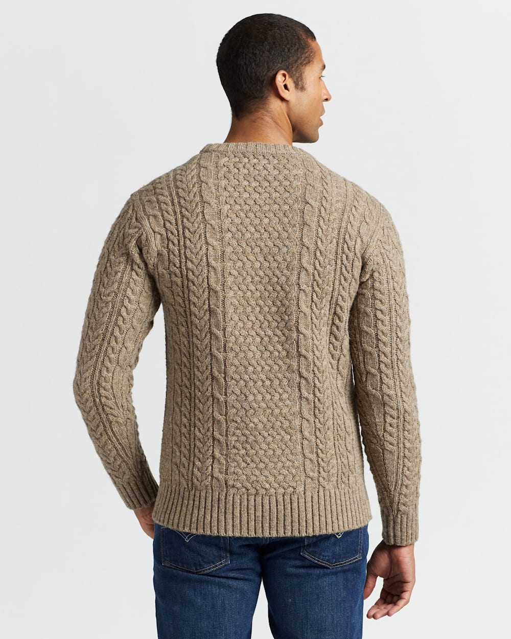 ALTERNATE VIEW OF MEN'S SHETLAND FISHERMAN'S SWEATER IN COYOTE image number 3