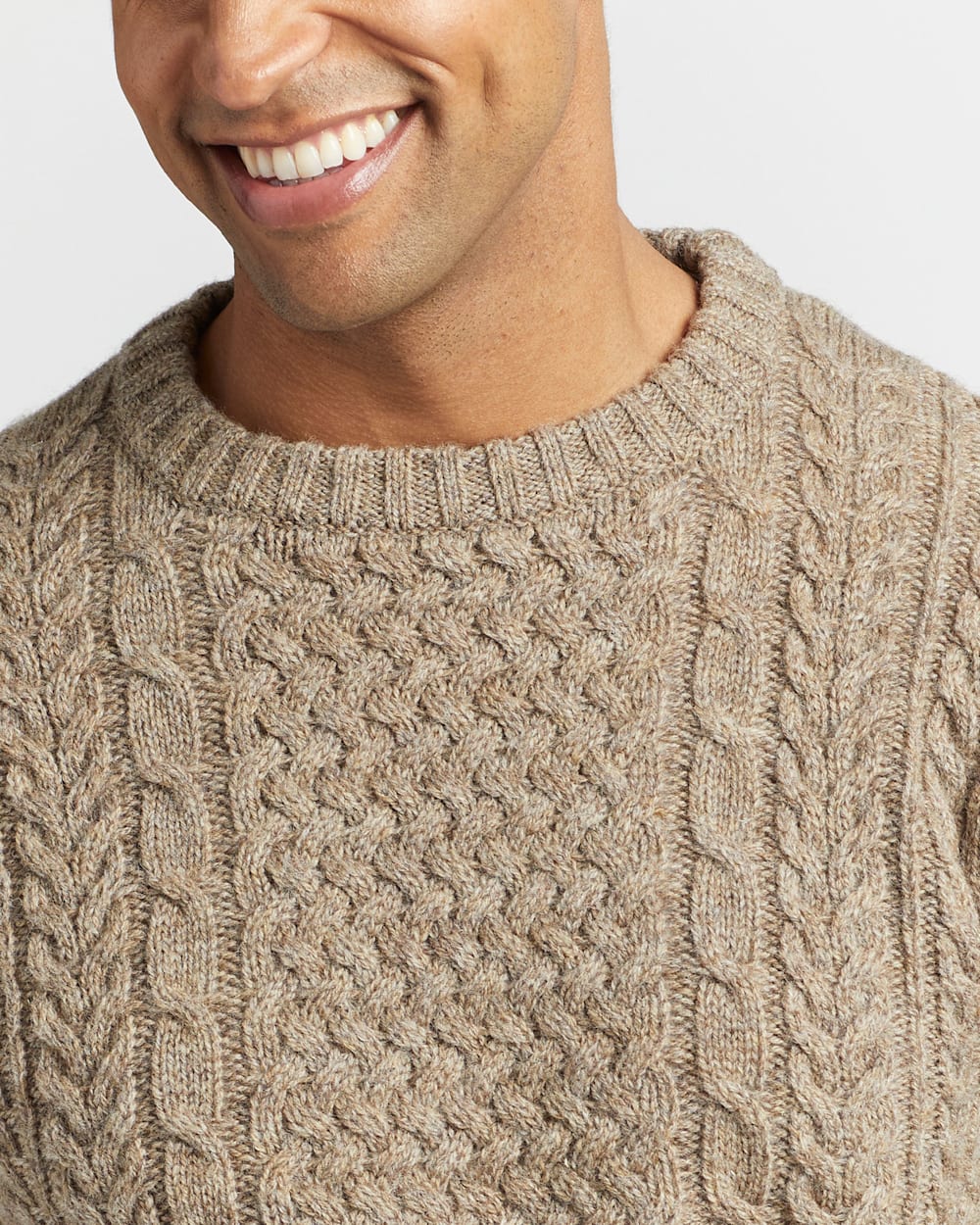 ALTERNATE VIEW OF MEN'S SHETLAND FISHERMAN'S SWEATER IN COYOTE image number 4